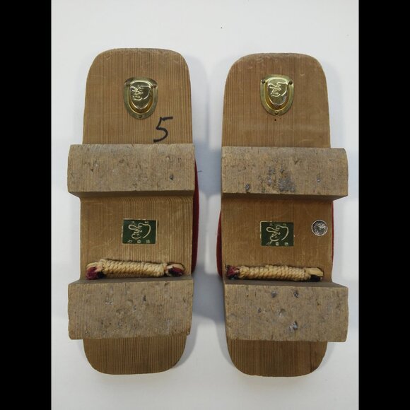 Vtg Japanese Shoes Traditional Geisha Geta Sandals Lacquered Wood Shinsaibashi - Picture 7 of 12